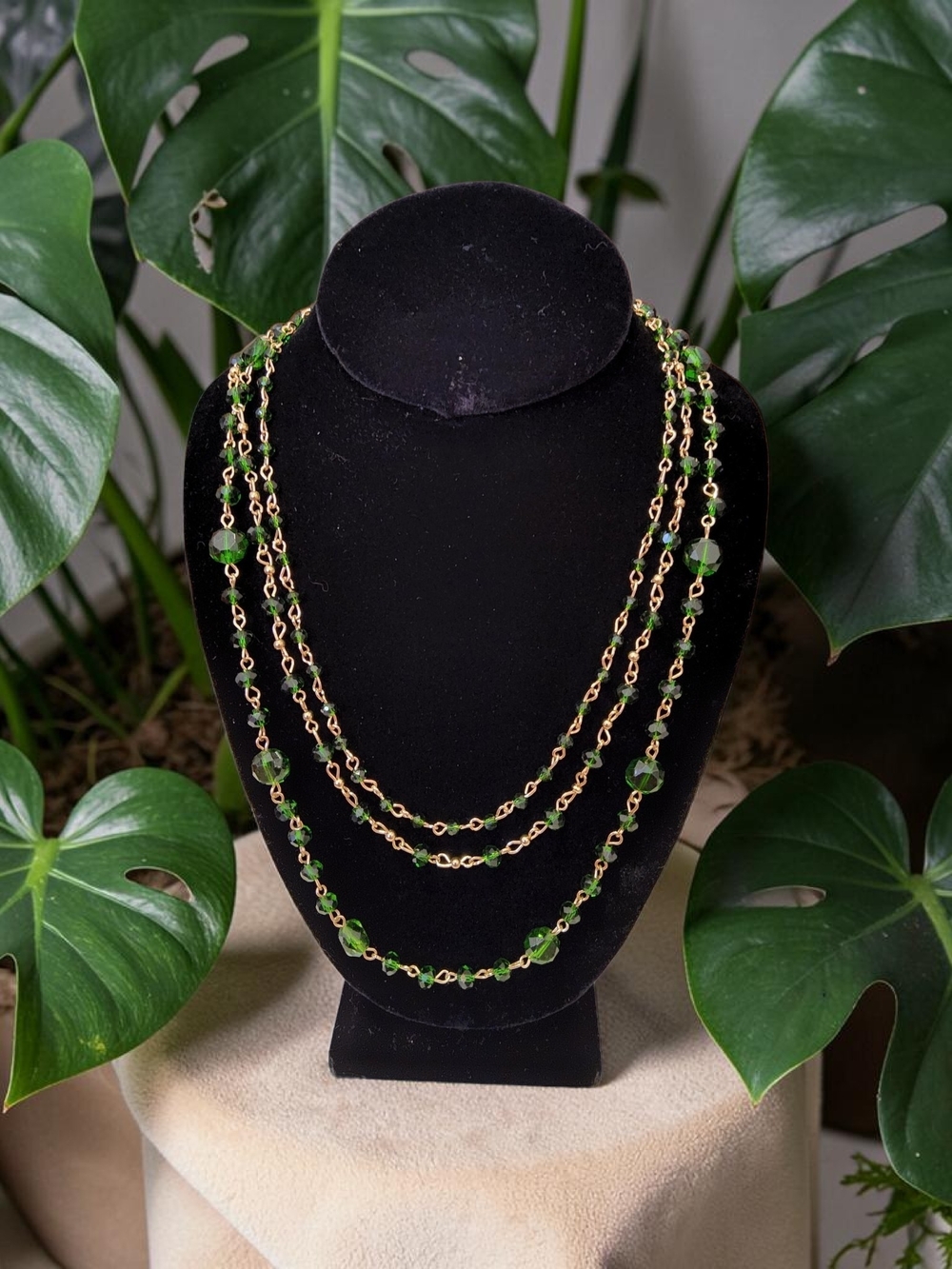 Ashley Cooper Green Beaded Gold-Tone Layered Necklace